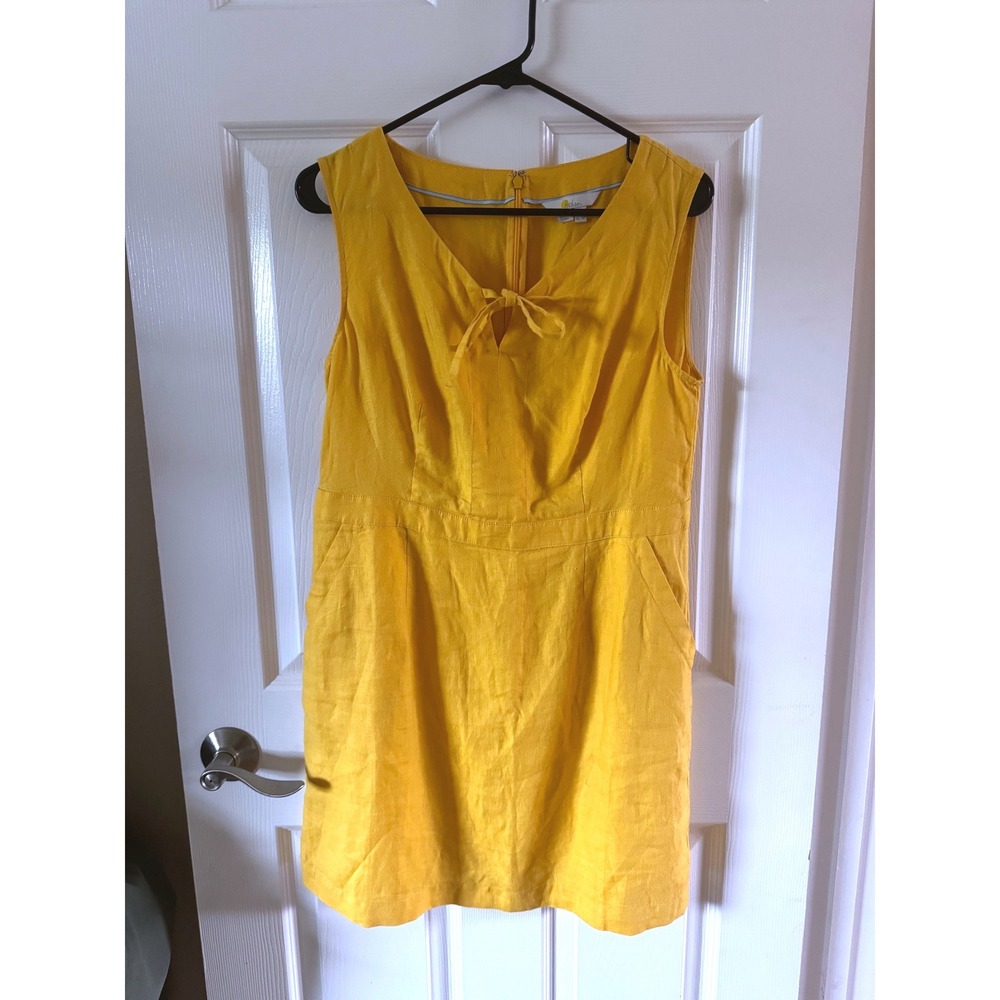 Boden Rae Yellow Linen Blend A-Line Midi Dress Size‎ 12P - Picture 2 of 10
